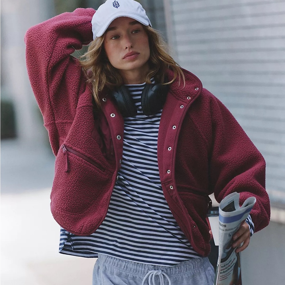 Free People Hit The Slopes Fleece in Burgundy